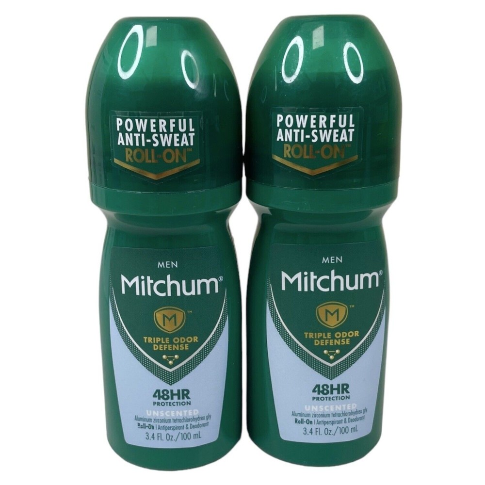 2 Pack - Mitchum Men Anti-Perspirant & Deodorant Roll-On Unscented 48 HR 3.4oz